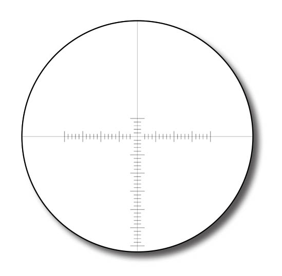 Bushnell’s Deploy MOA reticle includes 30 holdover marks below the center crosshair, five above and 20 to each side of center.